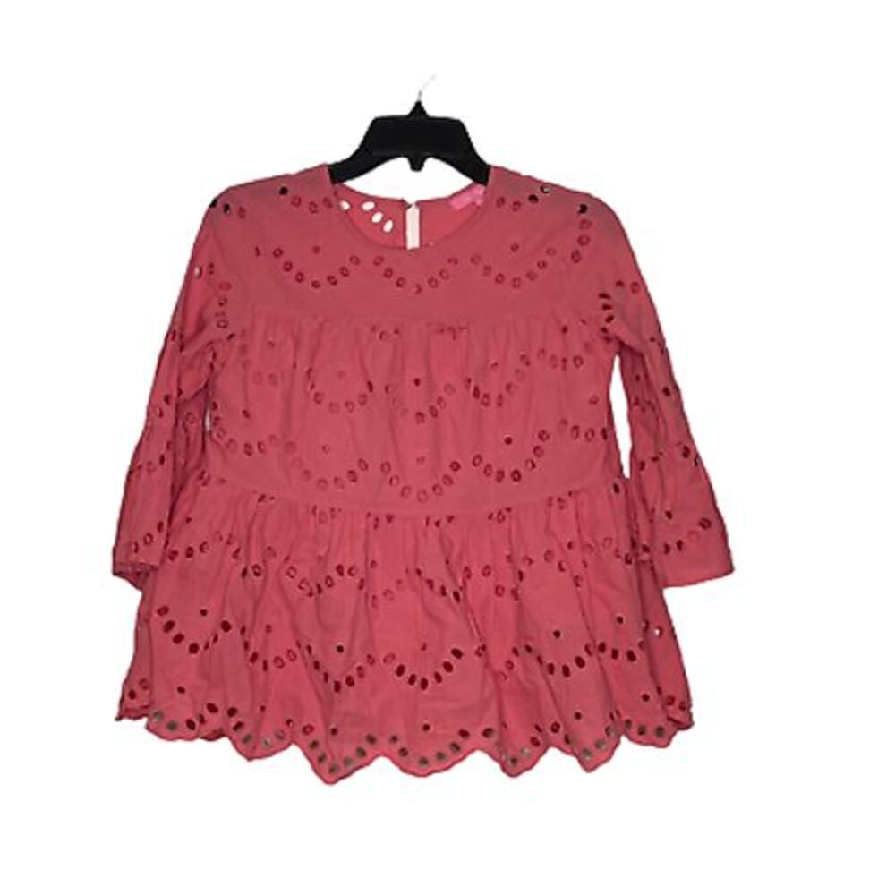 Simply Southern Girls Dress Size Medium Peach‎ Lined 3/4 Sleeve Cotton Blend